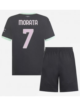 Billige AC Milan Alvaro Morata #7 Tredjedraktsett Barn 2024-25 Kortermet (+ Korte bukser)